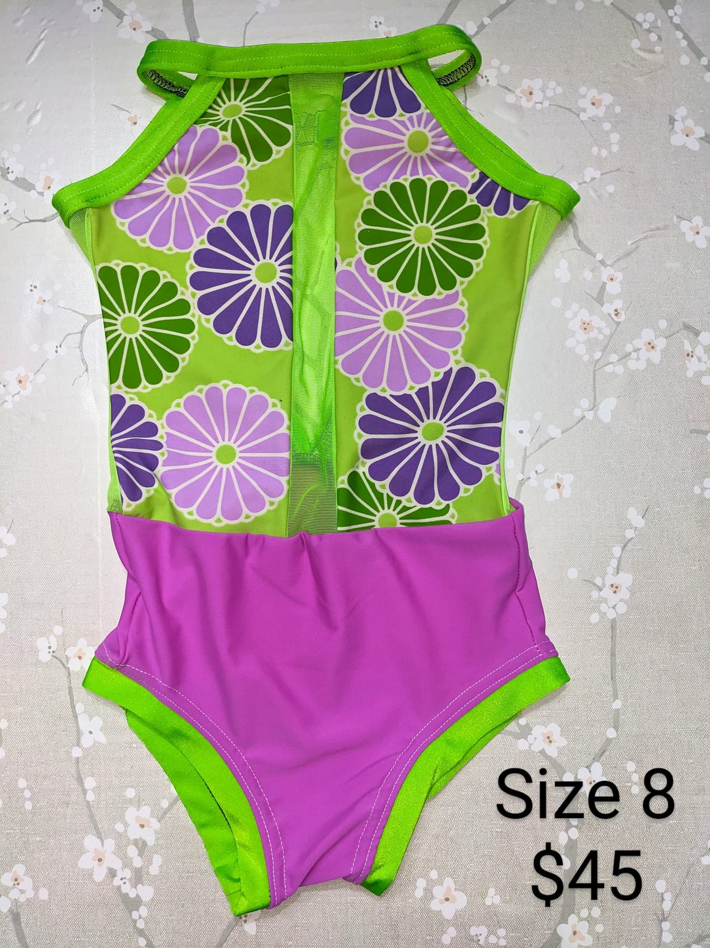 Size 8- Green & Purple Flowers Leo