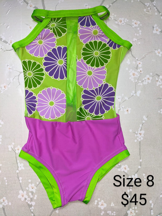 Size 8- Green & Purple Flowers Leo
