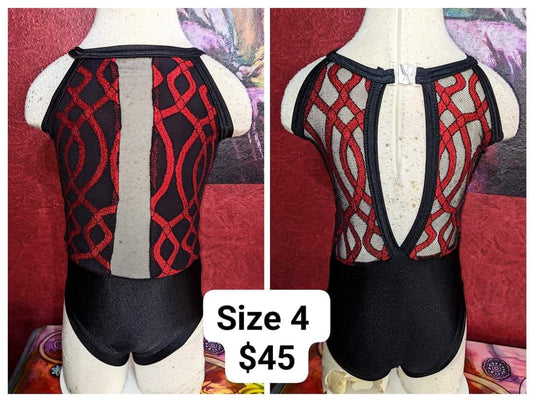 Size 4- Black & Red Lace Leo