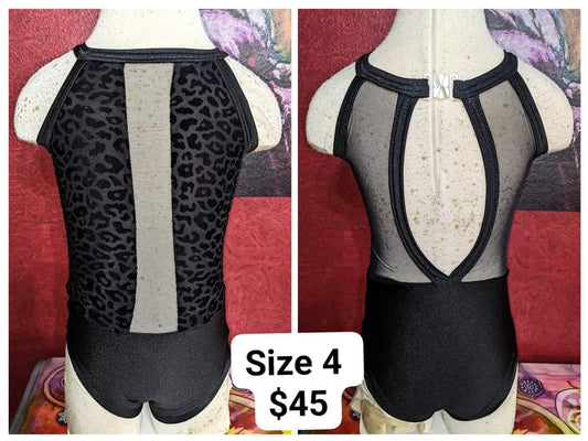 Size 4- Black Cheetah Velvet Leo