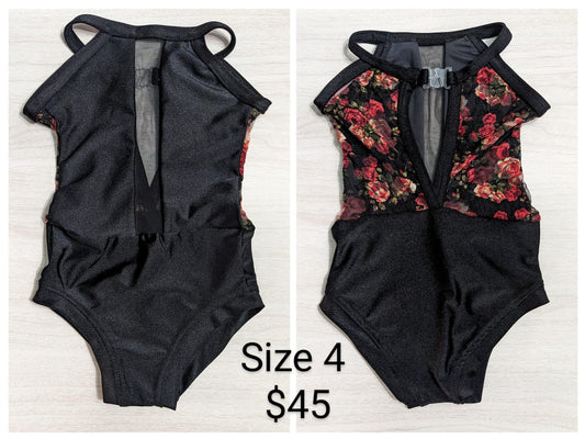 Size 4- Black Rose Lace Leo