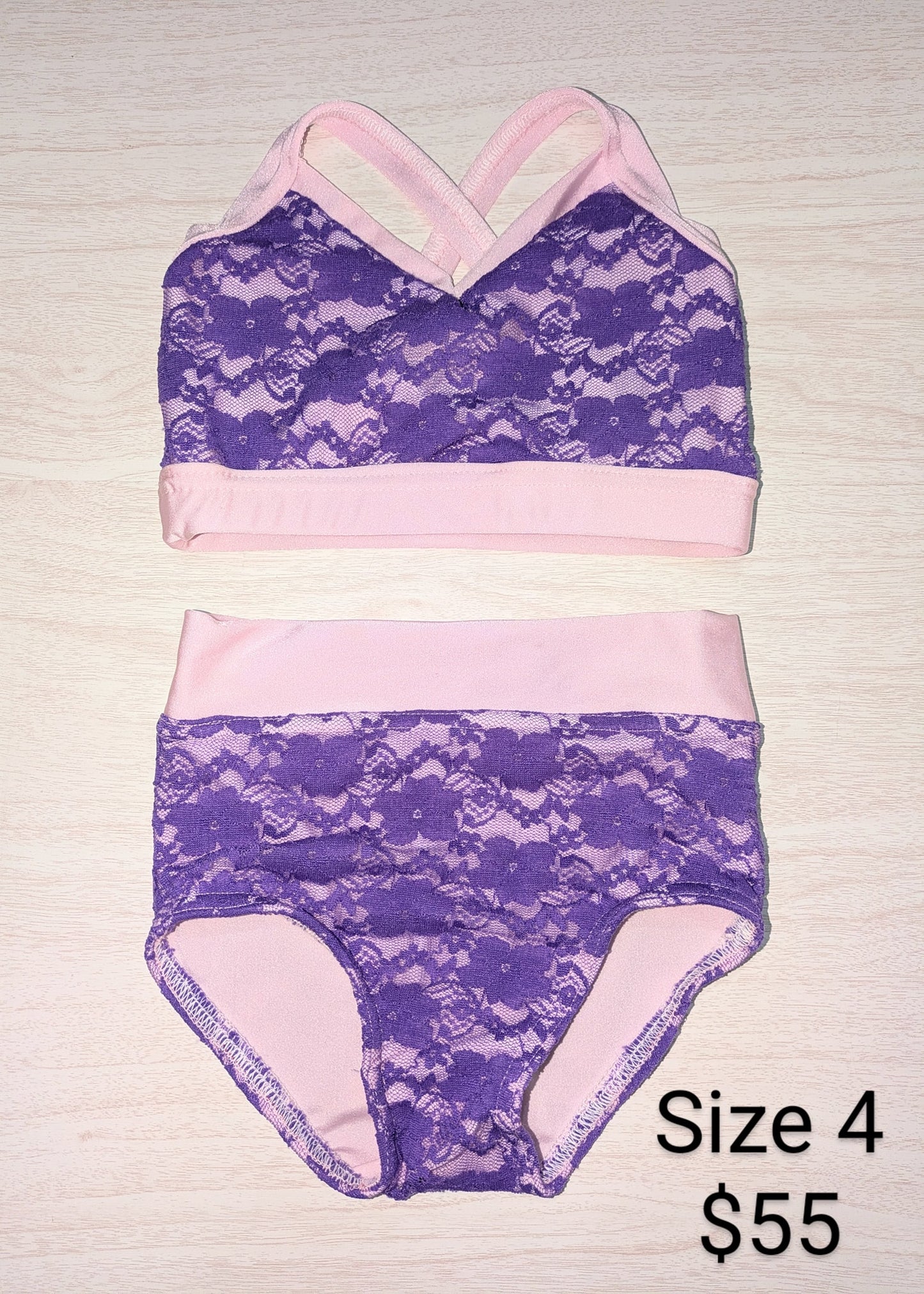 Size 4- Pink and Purple Lace Set