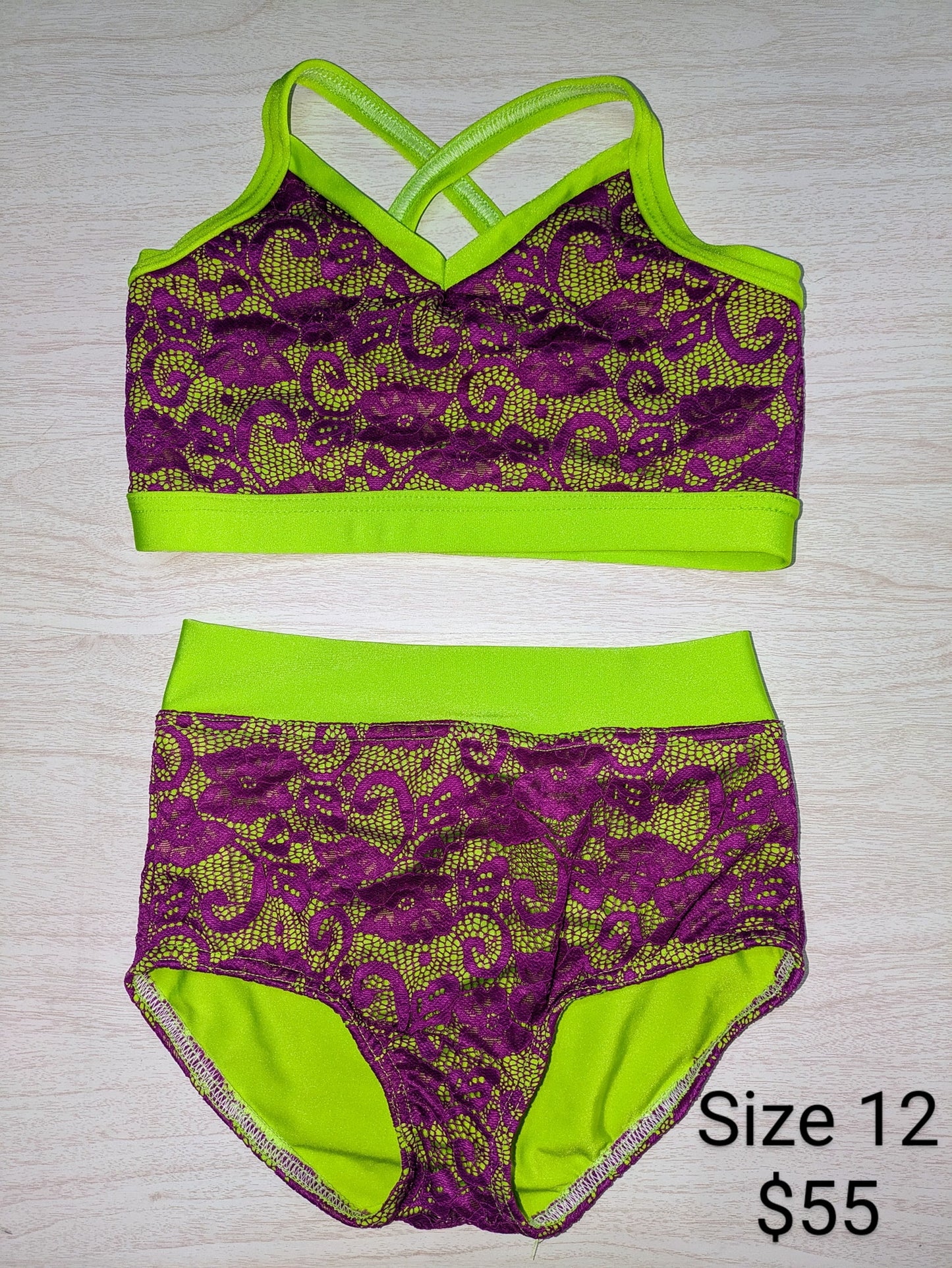 Size 12- Green and Purple Lace Set