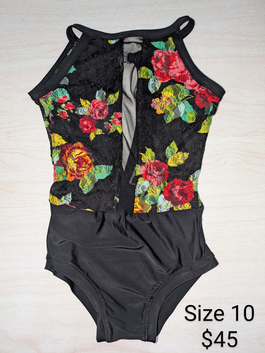 Size 10- Not-So-Basic Black Floral Lace Leo