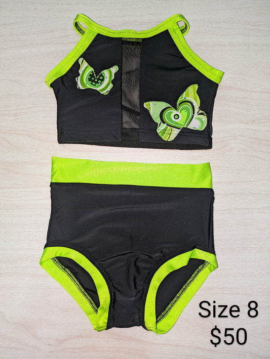 Size 8- Black and Green Butterfly Set