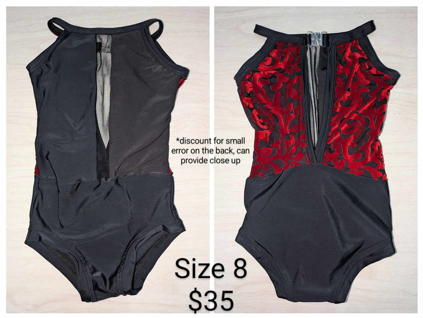Size 8- Black and Red Velvet Leo