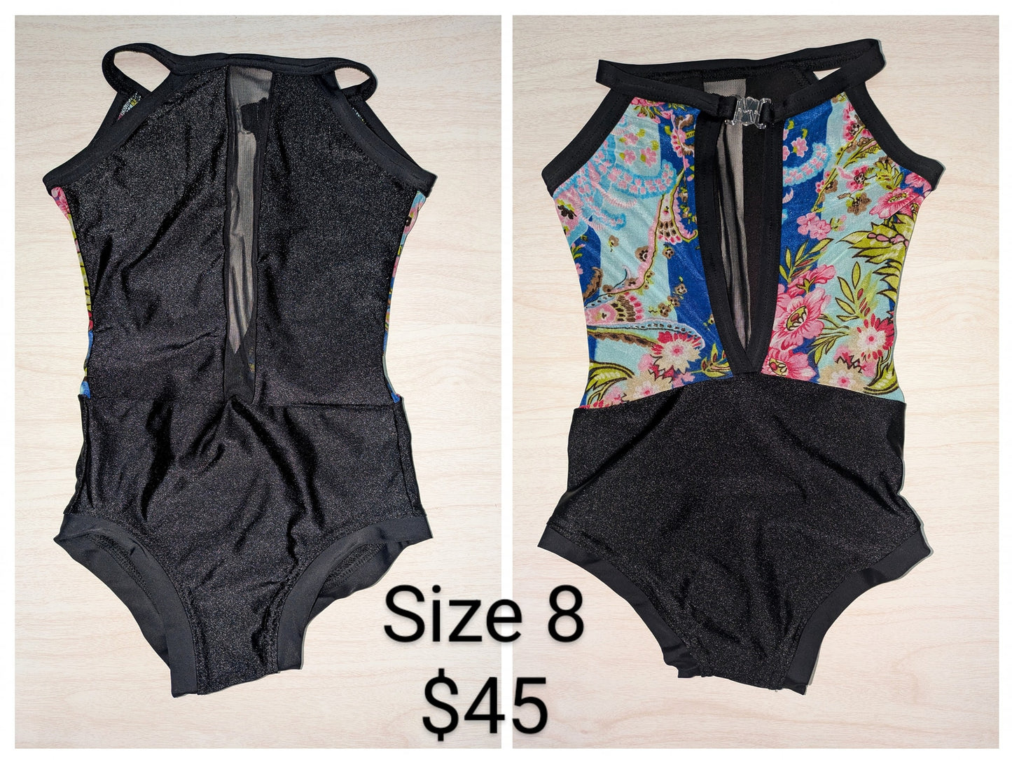 Size 8- Black Floral Lace Leo