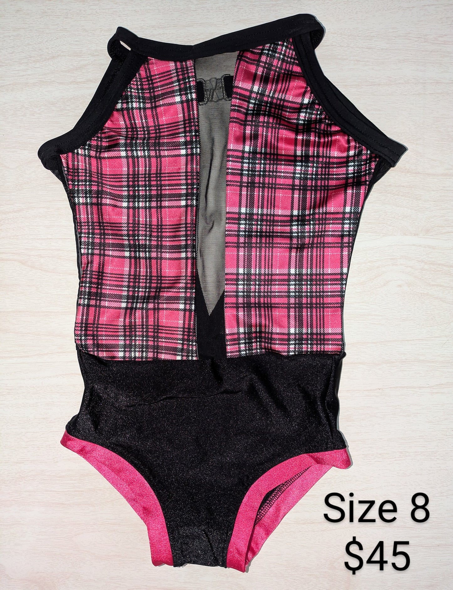 Size 8- Pink and Black Plaid Leo
