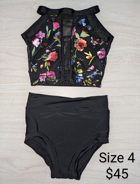 Size 4- Black Foil Floral Set