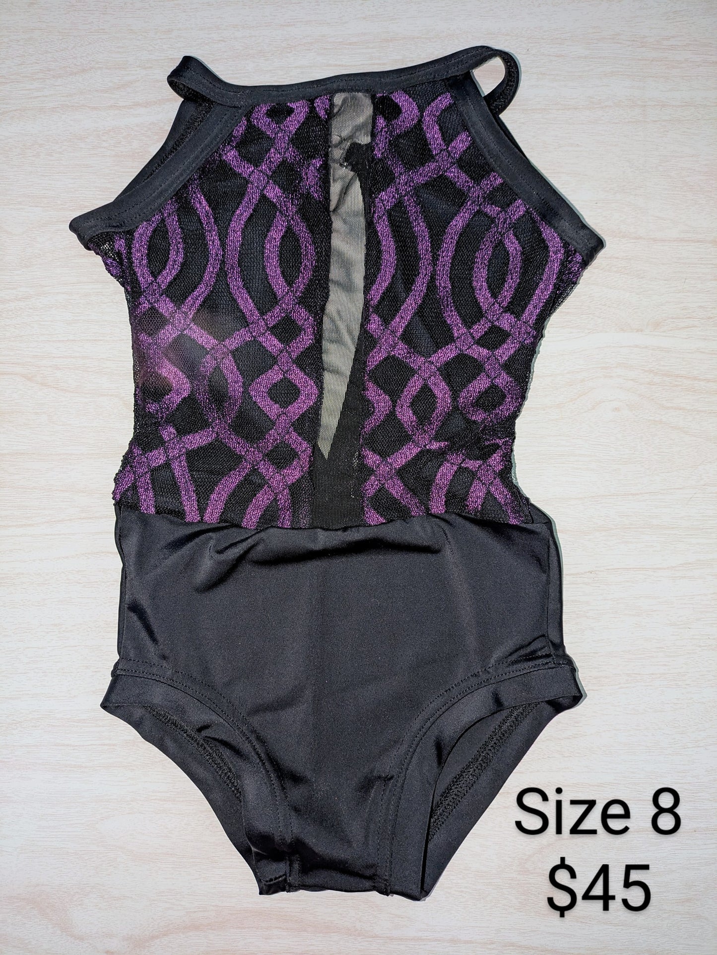 Size 8- Black and Purple Lace Leo