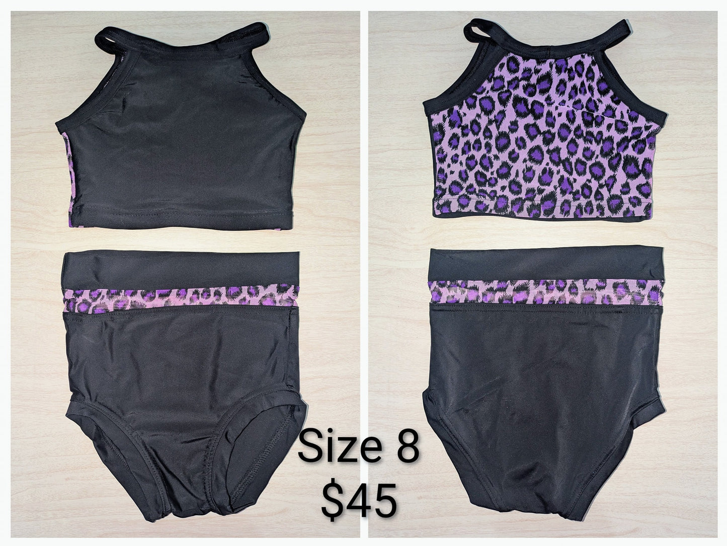 Size 8- Black and Purple Cheetah Set